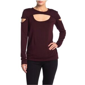BAILEY 44 Spymaster Cutout Long Sleeve Top Sweatshirt in Port Dark Purple Small